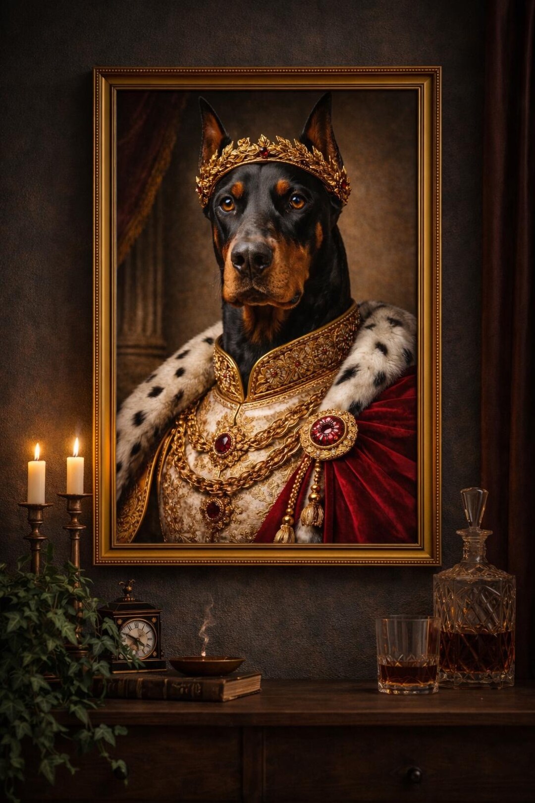 Royal Dog Portrait From Photo, Custom King Dog Artwork, Personalized ...