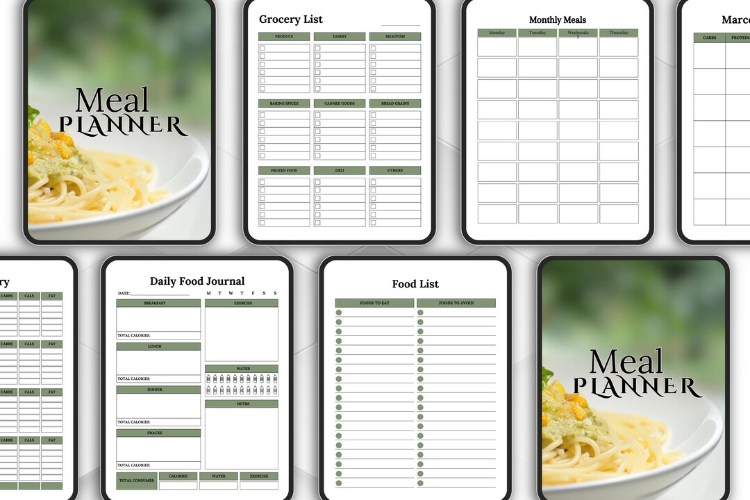 Editable Printable Meal Planner Bundle | Weekly Menu & Grocery List ...