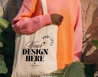 Canvas Tote Bag Mockup, Full Print Coverage (PSD, JPEG Digital Download)