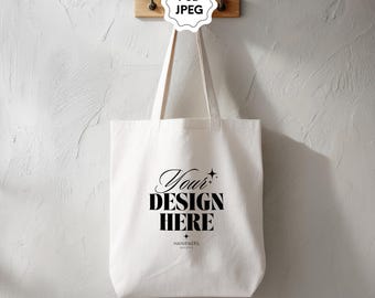 White Tote Bag Mockup Minimalistic Style, Psd & Jpeg, Digital Download.