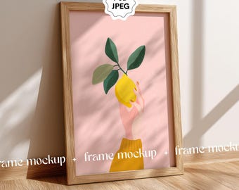 Minimalist Wooden Frame Mockup, Artwork Display (PSD & JPEG)