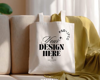 Canvas Tote Bag Mockup Psd With Smart Object and Jpeg. Digital Download.