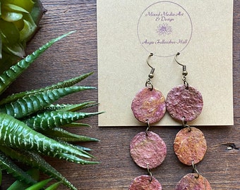 Earrings, Dangle Earrings, Paper Earrings, Red Copper Earrings, Handmade Paper Earrings, Paper Jewelry