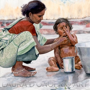 Bath Time, Watercolor Giclee Print by Laura D&#39;Onofrio