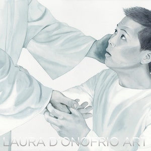 どなたでしょうか (Who Art Thou?) Watercolor print by Laura D&#39;Onofrio