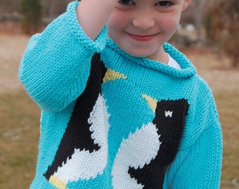 Penguin Sweater to Knit PDF Pattern Instant Download