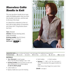 Sleeveless Cable Hoodie to Knit PDF Pattern Instant Download image 4