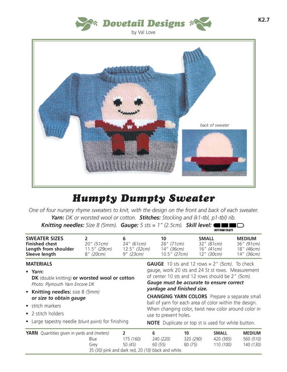 Humpty Dumpty Sweater to Knit PDF 