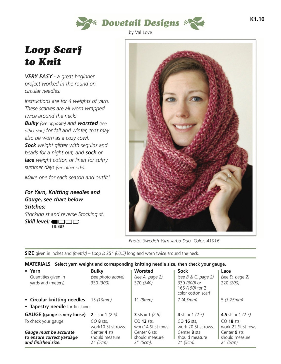 Loop Scarf to Knit PDF Pattern Instant Download - Etsy