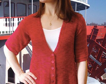 E-Z V-Neck Cardigan to Knit PDF Pattern Instant Download