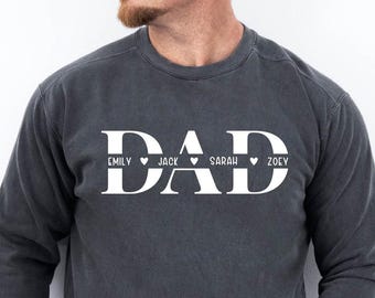 Personalized Dad Sweatshirt With Kid Names, Father's Day Gift