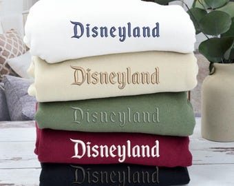 Embroidered Disneyland Sweatshirt, Cute Embroidery Crewneck, Disneyland Trip Sweat, Disneyland Est 1955 Sweater, Disneyland Mickey Friends