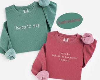 Embroidered Custom Text/ Slogan Sweatshirt, Personalised Crewneck for Unisex Style, Add Your Text Here Sweatshirt, Custom Embroidered Logo