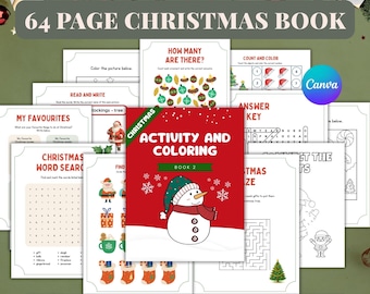 Christmas Activity Book | Coloring Pages, Puzzles (Digital)