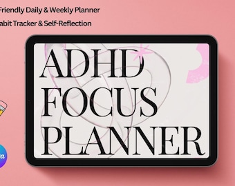 ADHD Focus Planner: Daily, Weekly, & Habit Tracker (Digital Download)