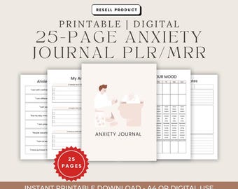 Anxiety Journal Printable | 25-Page Mental Health Planner (PLR MRR)