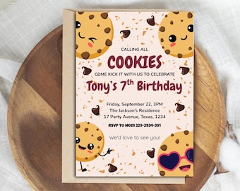 Cookie Birthday Invitation Template | Editable Kids Party Invite (5x7 Printable Card)