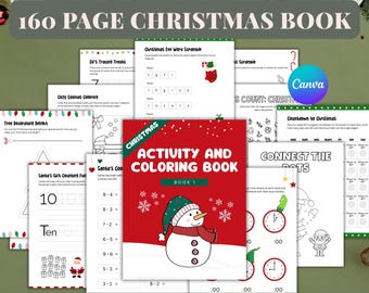 Christmas Kids Activity Book 160 Pages | Coloring, Puzzles (PLR MRR Digital Printable)