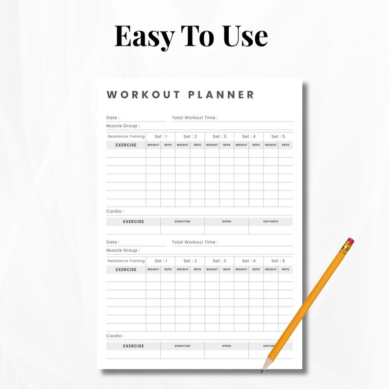 Workout Planner Printable | Daily Exercise Log (a4/a5/letter/half Size ...