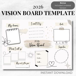 Quadro de Visão 2026 para Imprimir | Definição de Metas em Formato Paisagem (Download Digital)