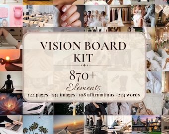Vision Board Printable, Positive Affirmations, Manifestation Elements (Digital Download)
