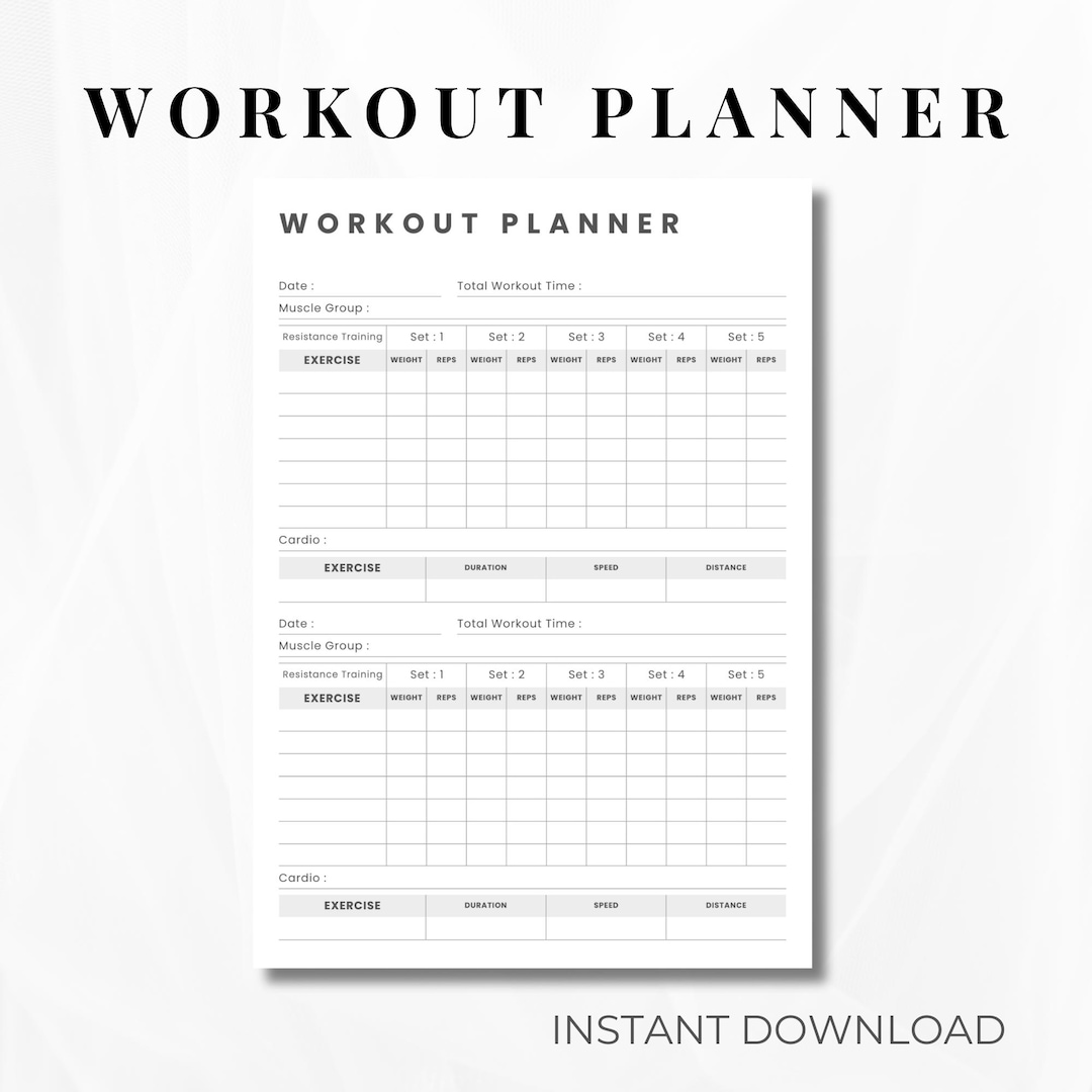 Workout Planner Printable | Daily Exercise Log (a4/a5/letter/half Size ...