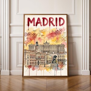 Madrid Wall Art Print - Surreal Watercolor Urban Landscape Gift