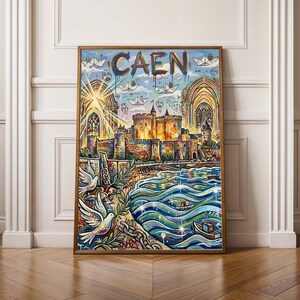 Poster da parete Caen: Castello gotico e memoriale della seconda guerra mondiale - Regalo decorativo unico