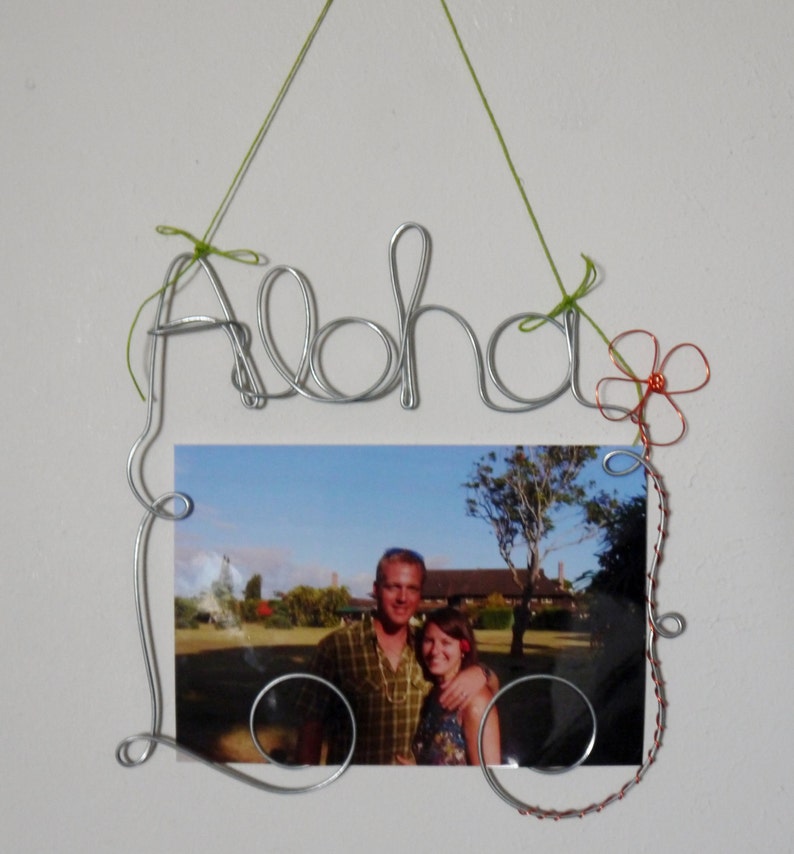 Aloha Hanging Wire Swirl Picture Frame Photo Holder Hawaii Image 0