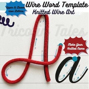 ワイヤーWordテンプレート、アルファベット編みワイヤーアートテンプレートバンドル、大文字と小文字のアルファベット、筆記体アルファベットテンプレート、Plantillas Tricotin