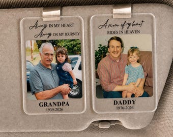 Personalized Memorial Car Visor Clip, Custom Photo Keepsake, Sympathy Gift for Loss of Loved One