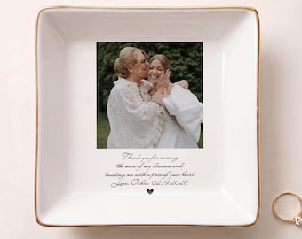 Personalized Photo Ceramic Jewelry Dish, Mother's Day Gift, Mother of Bride Keepsake Tray, Mama Gift Ring Tray