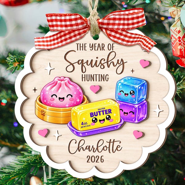 Personalized Squishy Ornament 2026: Butter Dumpling Ice Cube Ornament, Cute Kids Christmas Gift, Year Of Squishy Hunting