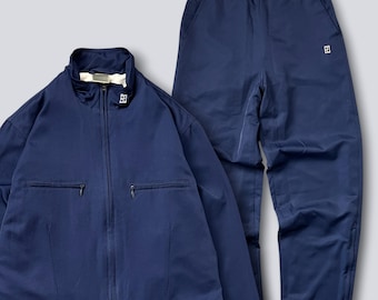 Survêtement Nike vintage Homme M | Ensemble bleu marine rétro des années 90 | Veste zippée et pantalon | Vêtements de sport à l'ancienne | Tenue rare, taille M