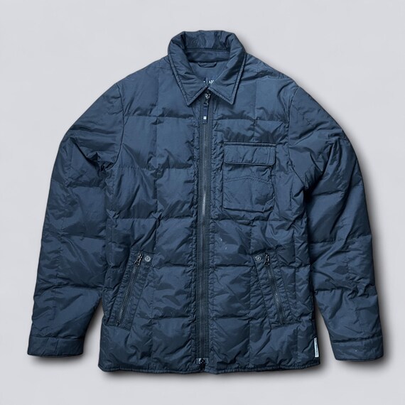 Vintage Armani Jeans AJ Puffer Jacket Men L Navy Blue Quilted Coat