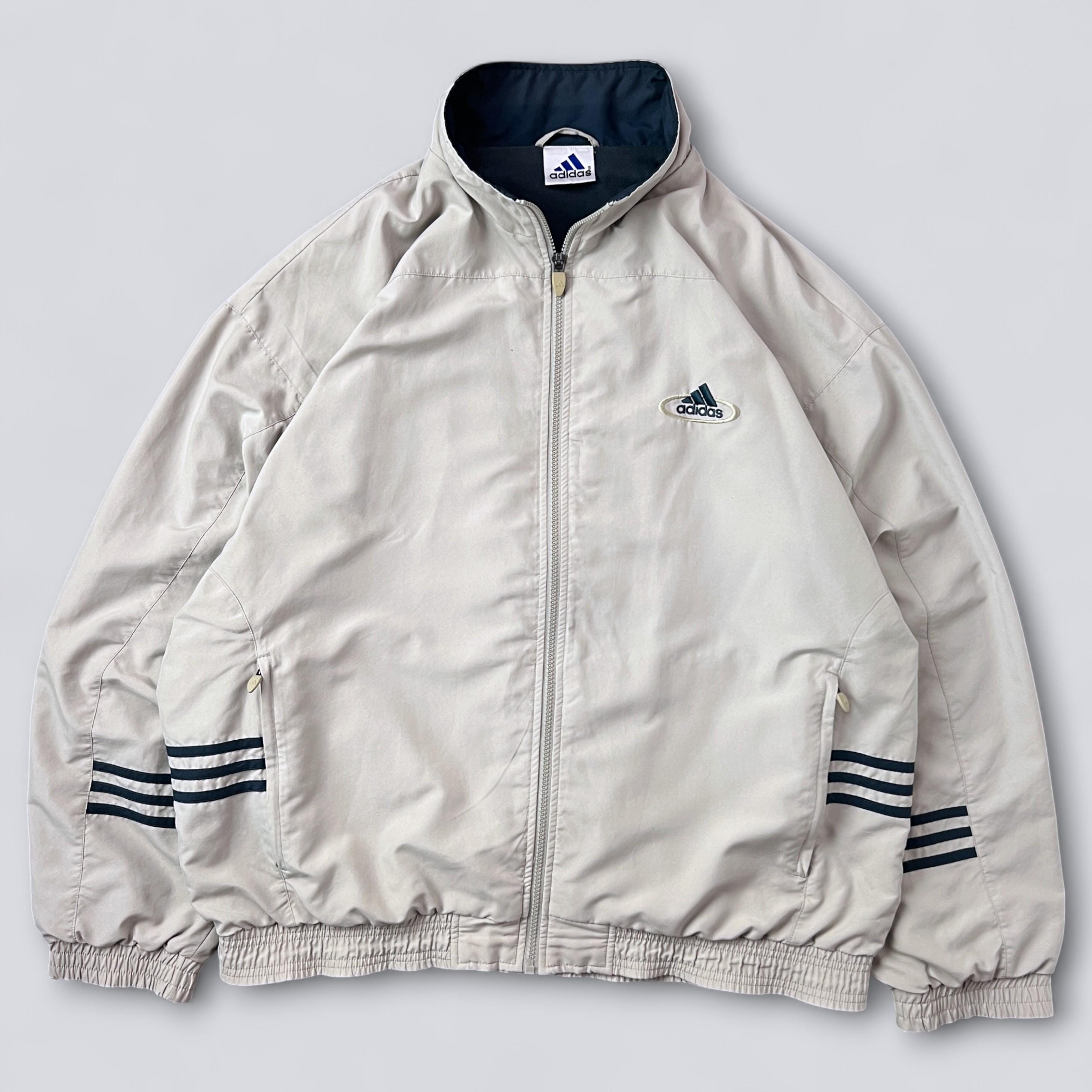 Vintage Adidas Track Jacket Beige Retro 90s Windbreaker Minimalist