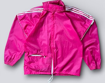 Vintage Adidas Originals Windbreaker Pink Trefoil Jacket 90s Adidas 3 Stripe Jacket Size L