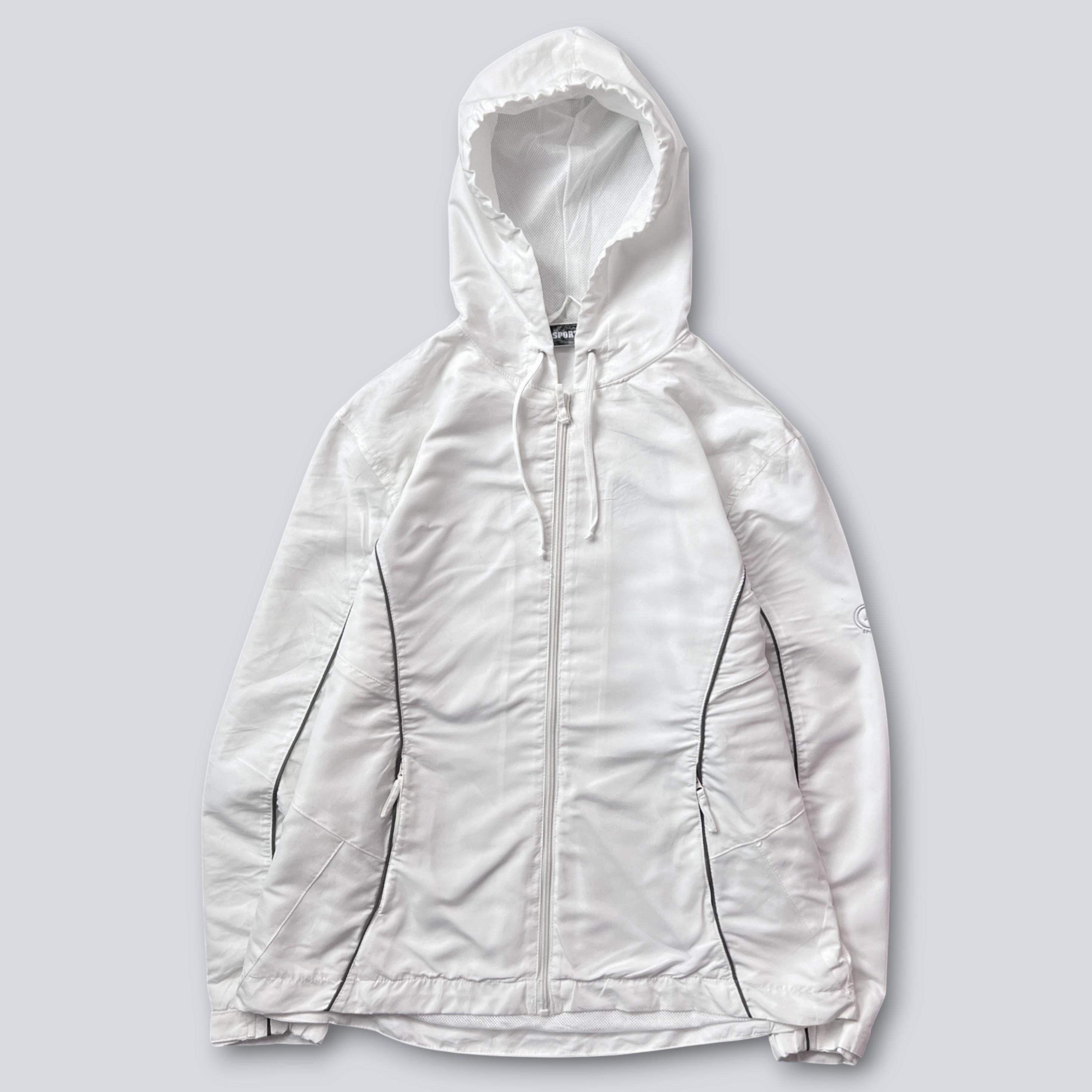 Vintage White Windbreaker Tracksuit Set Hooded Jacket & Track