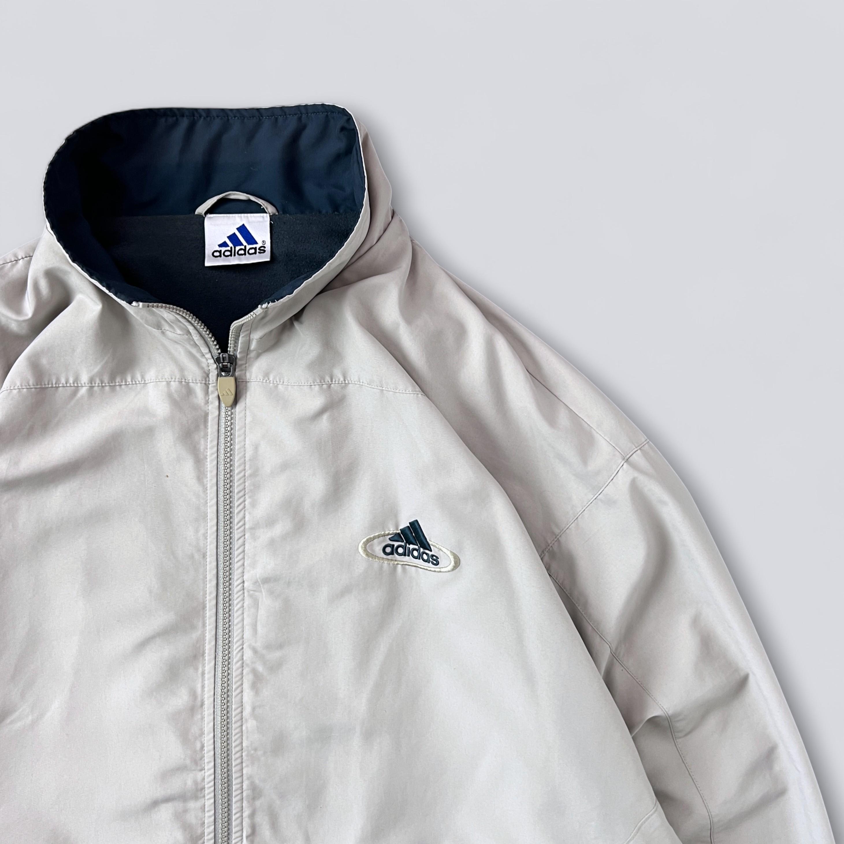 Vintage Adidas Track Jacket Beige Retro 90s Windbreaker Minimalist