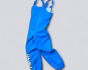Vintage 90s Blue Ski Bib Pants Retro Snow Overalls with Adjustable Straps Size M