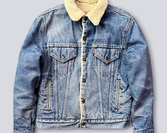 80s Levi’s Vintage Men’s Sherpa Lined Denim Trucker Jacket Size 40 Made in USA