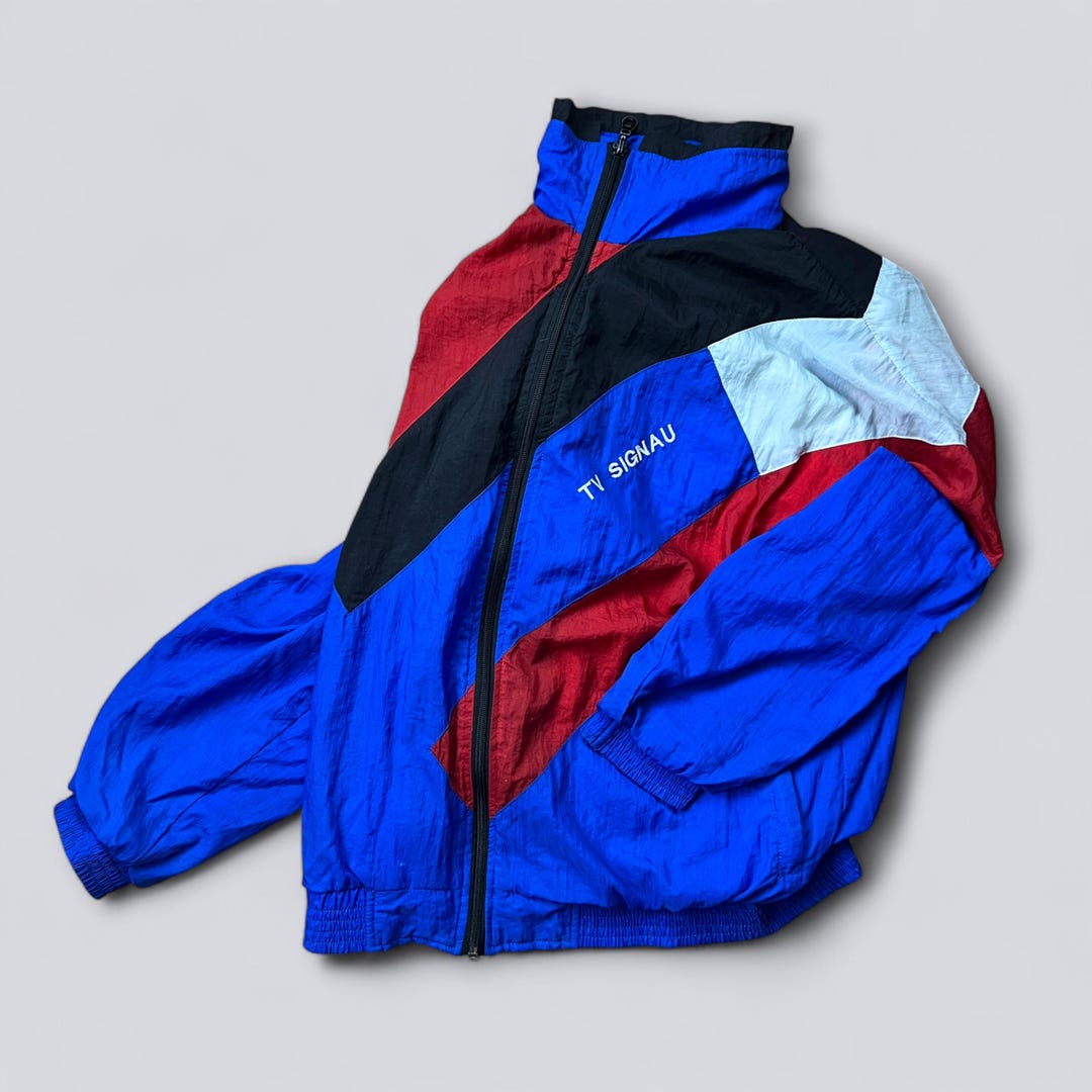 Vintage 90s Colorblock Windbreaker Jacket Eagle Size XS Blue Red Nylon ...