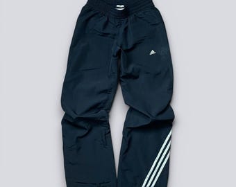 Vintage Adidas Clima365 Windbreaker Pants | Black Youth XL 13-14Y Nylon Track Pants | Y2K Gorpcore Athletic Joggers | Teen Sportswear