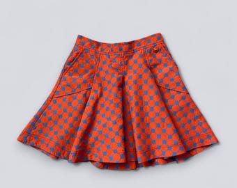 Versace Jeans Vintage Women's Pleated Skirt Red Blue Geometric Pattern Size 40