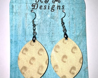 Wood Dangle Trendy Dotted Earrings