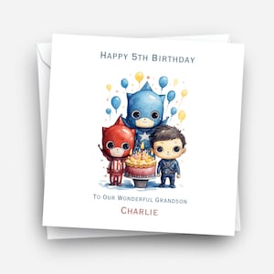Personalised Superhero Birthday Card, Comic Style Design, Custom Name Birthday Card for Kids or Any Age Celebration - C540