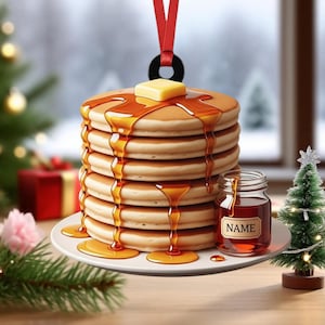 Personalized Pancake Stack Ornament 2025, Custom Breakfast Christmas Decor, 2D Flat Acrylic Ornament, Sweet Food Print, Baker Gift