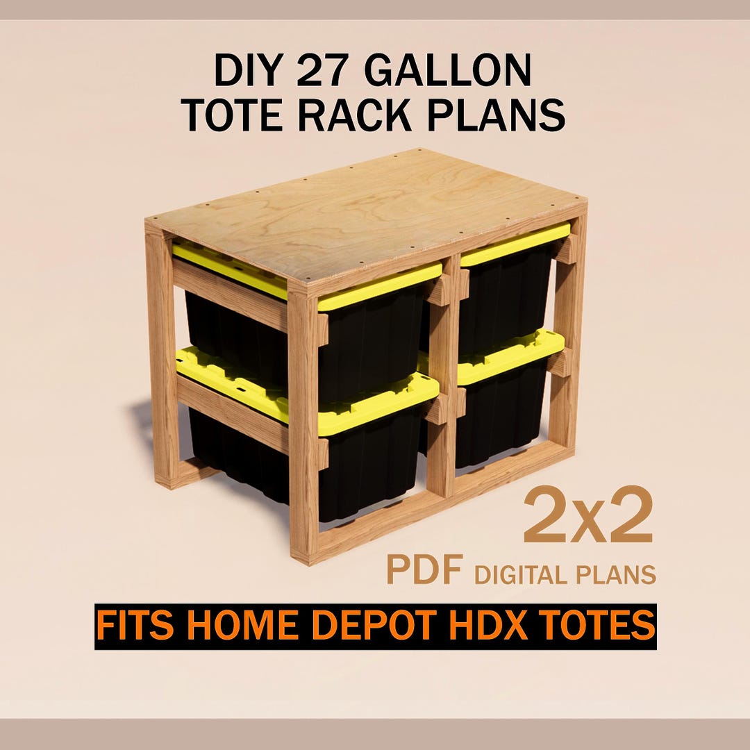 HDX 27 Gallon Tote Rack Plans | Fits Home Depot Tough Bins | DIY 2x2 ...