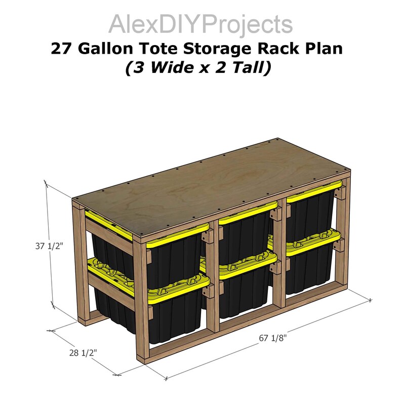 4-in-1 HDX Triple Tote Rack Plans Bundle | Fits Home Depot 27 Gal Bins ...