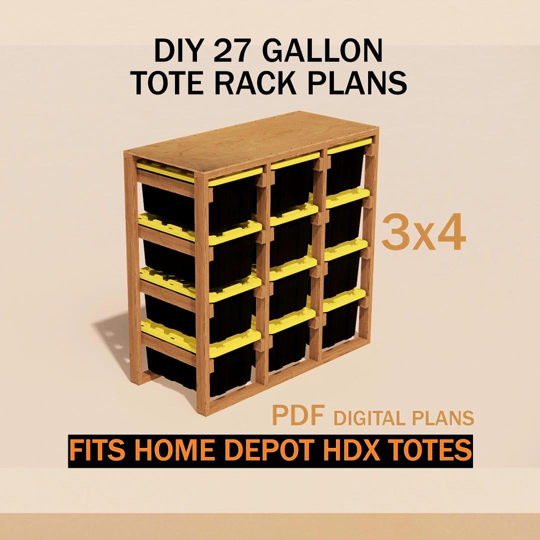 DIY 27 Gallon Tote Rack Plans | Fits HDX 27-gal Tough Storage Bins ...